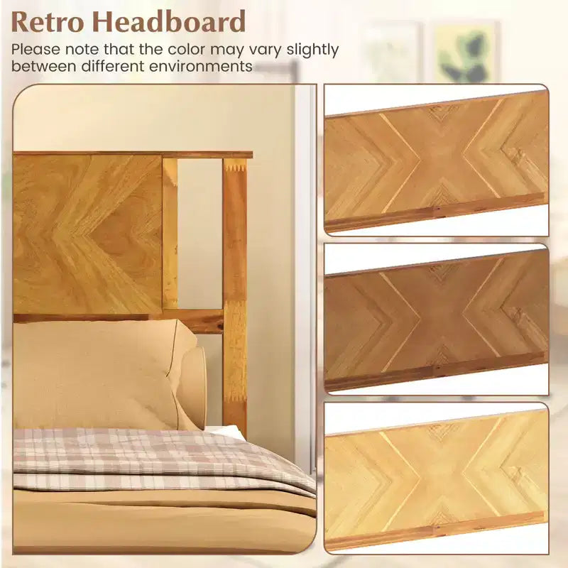 Struttura letto Costway per letti singoli/matrimoniali/queen size con testiera, spazio sotto il letto, nessuna rete a molle necessaria