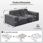 ModernLuxe Divano Sezionale Modulare, Divano a 3/5 Posti Trapuntato Rivestito in Chenille Scintillante Fai da Te con Pouf, Nessun Montaggio