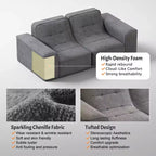 ModernLuxe Divano Sezionale Modulare, Divano a 3/5 Posti Trapuntato Rivestito in Chenille Scintillante Fai da Te con Pouf, Nessun Montaggio