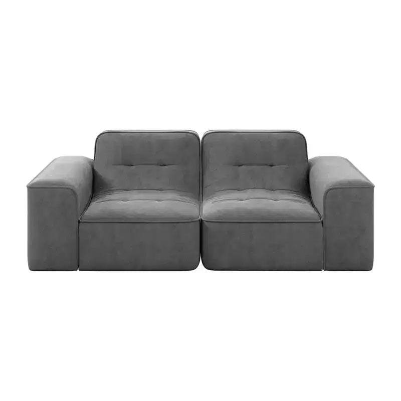 ModernLuxe Divano Sezionale Modulare, Divano a 3/5 Posti Trapuntato Rivestito in Chenille Scintillante Fai da Te con Pouf, Nessun Montaggio