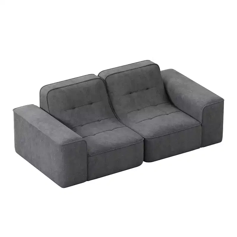 ModernLuxe Divano Sezionale Modulare, Divano a 3/5 Posti Trapuntato Rivestito in Chenille Scintillante Fai da Te con Pouf, Nessun Montaggio