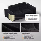 ModernLuxe Divano Sezionale Modulare, Divano a 3/5 Posti Trapuntato Rivestito in Chenille Scintillante Fai da Te con Pouf, Nessun Montaggio