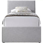 Meridian Furniture, Letto a Giorno Singolo con Rotelle Rivestito in Tessuto Effetto Lino Myles