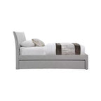 Meridian Furniture, Letto a Giorno Singolo con Rotelle Rivestito in Tessuto Effetto Lino Myles