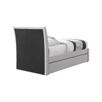 Meridian Furniture, Letto a Giorno Singolo con Rotelle Rivestito in Tessuto Effetto Lino Myles