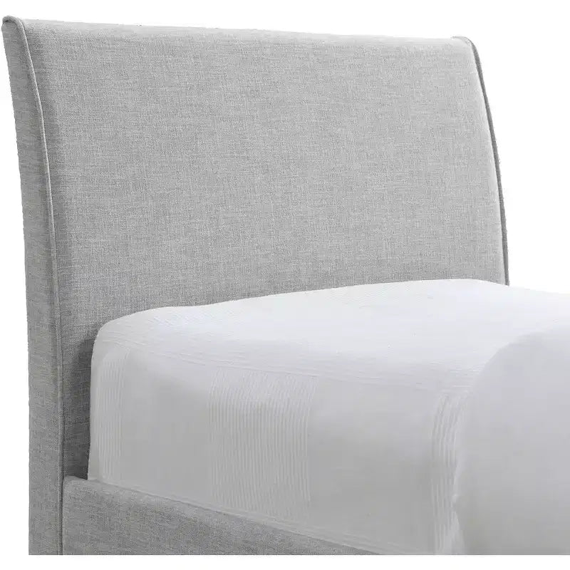 Meridian Furniture, Letto a Giorno Singolo con Rotelle Rivestito in Tessuto Effetto Lino Myles