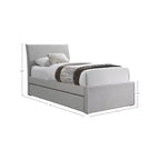 Meridian Furniture, Letto a Giorno Singolo con Rotelle Rivestito in Tessuto Effetto Lino Myles