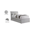 Meridian Furniture, Letto a Giorno Singolo con Rotelle Rivestito in Tessuto Effetto Lino Myles
