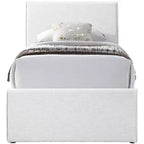 Meridian Furniture, Letto a Giorno Singolo con Rotelle Rivestito in Tessuto Effetto Lino Myles