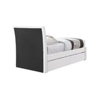 Meridian Furniture, Letto a Giorno Singolo con Rotelle Rivestito in Tessuto Effetto Lino Myles