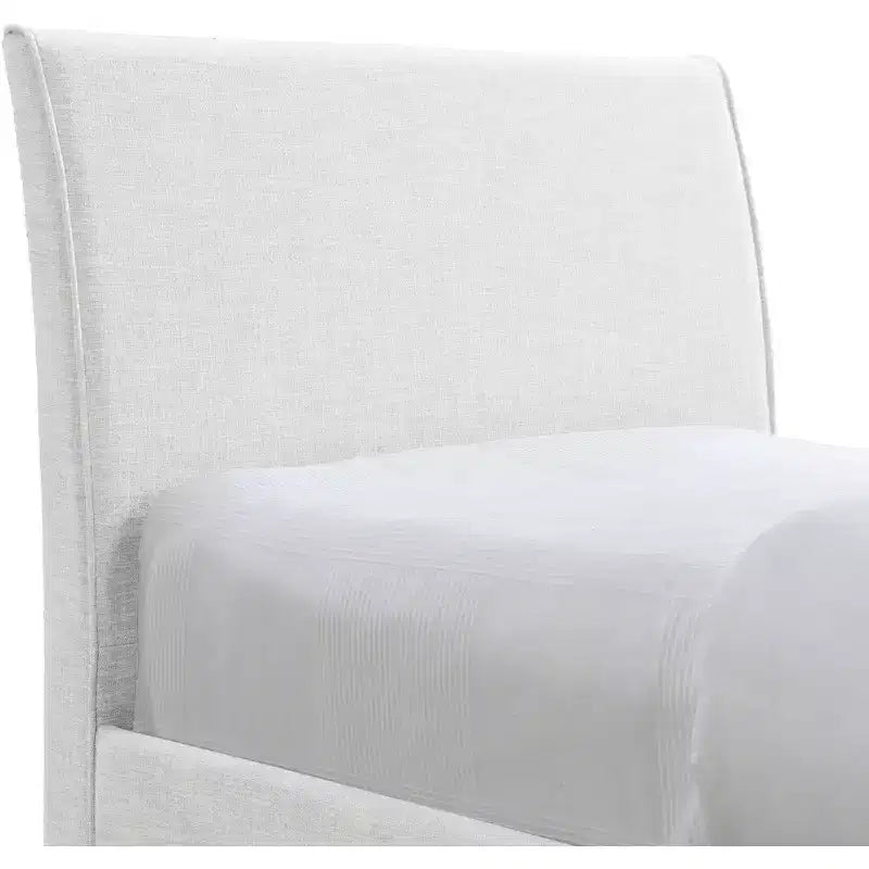 Meridian Furniture, Letto a Giorno Singolo con Rotelle Rivestito in Tessuto Effetto Lino Myles