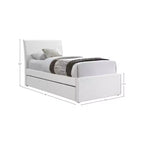 Meridian Furniture, Letto a Giorno Singolo con Rotelle Rivestito in Tessuto Effetto Lino Myles