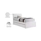 Meridian Furniture, Letto a Giorno Singolo con Rotelle Rivestito in Tessuto Effetto Lino Myles