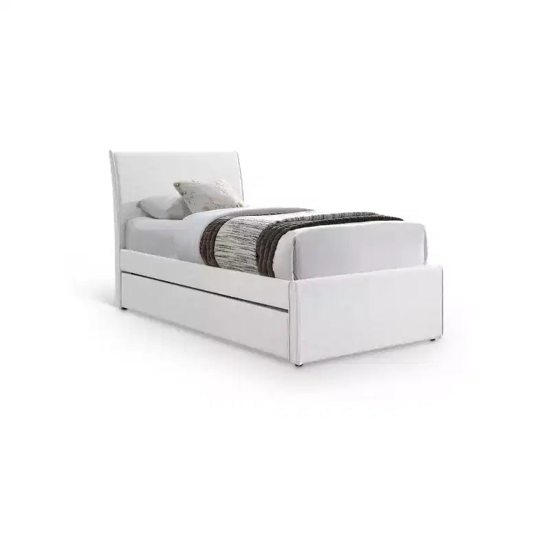 Meridian Furniture,Myles Linen Textured Fabric Twin Trundle Bed