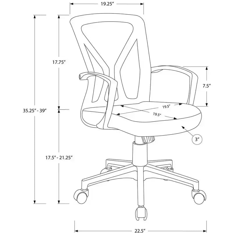 Sedia da Ufficio Ergonomica Okak in Rete con Altezza Regolabile, Sedia Girevole con Braccioli e Seduta Imbottita, Sedia da Computer per Studio, Sala Lettura