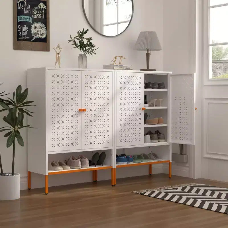 Scarpiera Okak, Organizzatore di scarpe con tre ripiani regolabili e scomparto sospeso cavo per il cambio scarpe, Mobile per l'ingresso