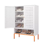 Scarpiera Okak, Organizzatore di scarpe con tre ripiani regolabili e scomparto sospeso cavo per il cambio scarpe, Mobile per l'ingresso