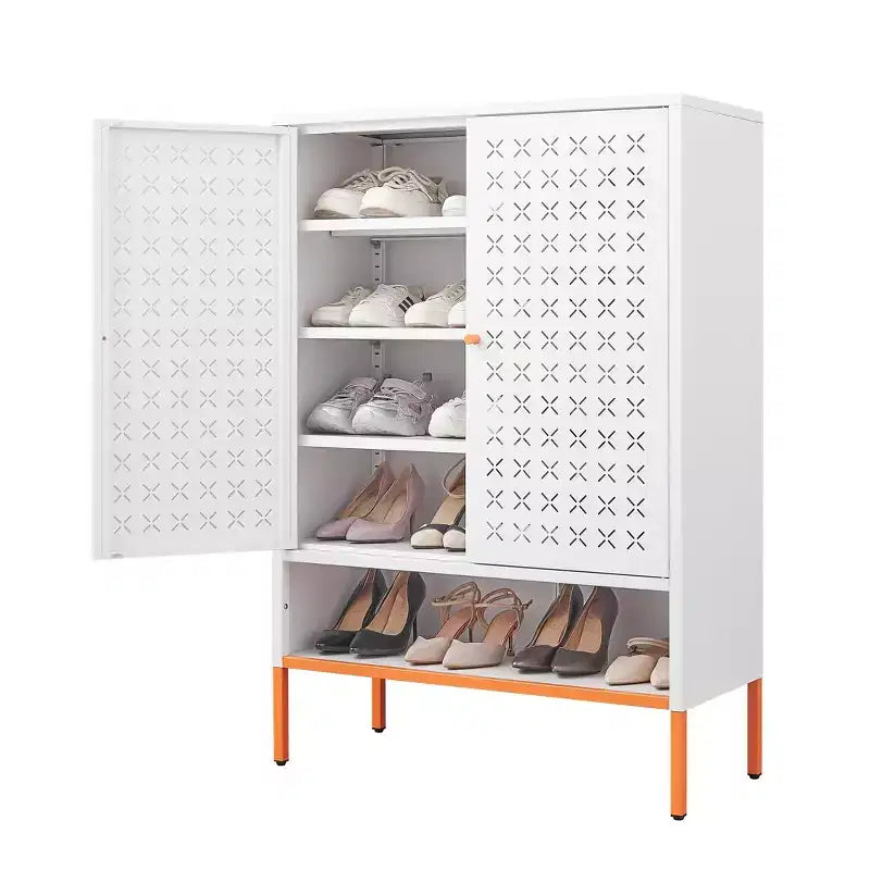 Scarpiera Okak, Organizzatore di scarpe con tre ripiani regolabili e scomparto sospeso cavo per il cambio scarpe, Mobile per l'ingresso