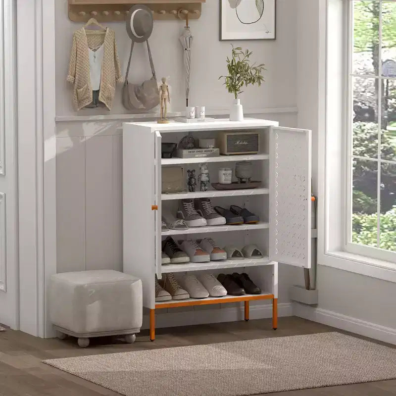 Scarpiera Okak, Organizzatore di scarpe con tre ripiani regolabili e scomparto sospeso cavo per il cambio scarpe, Mobile per l'ingresso