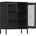 Okak Armadietto/Vetrinetta in metallo, Credenza con 3 ripiani, Armadietto/Mobiletto contenitore autoportante per Soggiorno, Corridoio e Ufficio