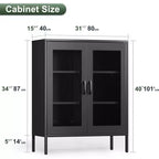 Okak Armadietto/Vetrinetta in metallo, Credenza con 3 ripiani, Armadietto/Mobiletto contenitore autoportante per Soggiorno, Corridoio e Ufficio