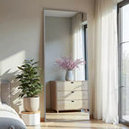 Specchio da Trucco Minimale Moderno in Lega di Alluminio MAYEERTY ad Alta Definizione con Supporto Argento per Camera da Letto Ingresso