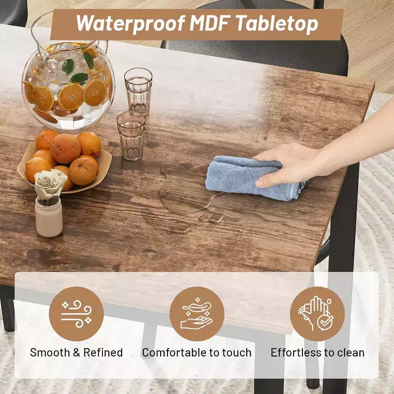 Set tavolo da pranzo Zevemomo per 4, set tavolo da bar da 5 pezzi, tavolo alto ad altezza bancone con 4 sgabelli rivestiti in PU, per piccoli spazi, marrone