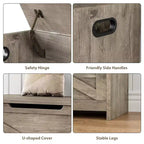 Panca contenitore in legno da 30 pollici, panca portascarpe da ingresso con coperchio ribaltabile e cerniera di sicurezza, grande baule portagiochi, pouf contenitore per ingresso, camera da letto, soggiorno