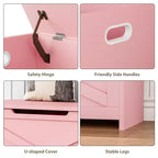 Panca contenitore in legno da 30 pollici, panca portascarpe da ingresso con coperchio ribaltabile e cerniera di sicurezza, grande baule portagiochi, pouf contenitore per ingresso, camera da letto, soggiorno