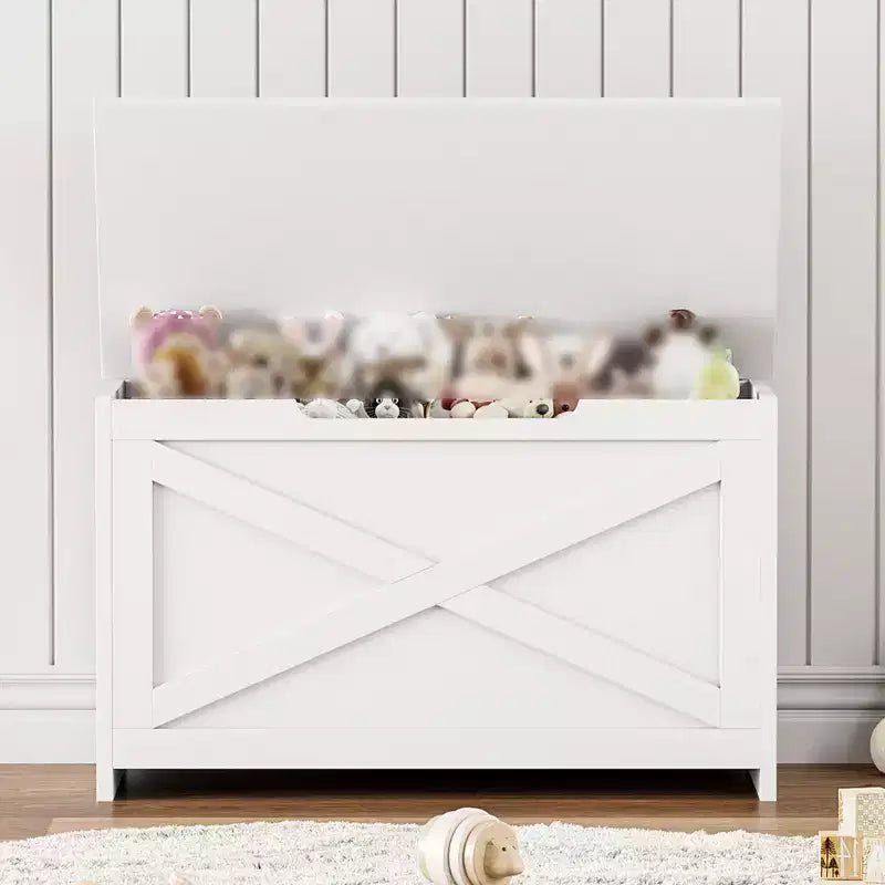 Panca contenitore in legno da 30 pollici, panca portascarpe da ingresso con coperchio ribaltabile e cerniera di sicurezza, grande baule portagiochi, pouf contenitore per ingresso, camera da letto, soggiorno