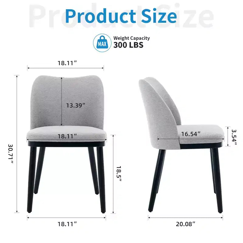 COZONY Sedie da pranzo set da 2, sedie laterali moderne imbottite in tessuto con seduta imbottita e gambe in legno, sedie da pranzo d'accento per cucina e soggiorno