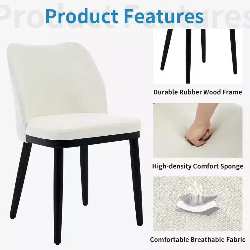 COZONY Sedie da pranzo set da 2, sedie laterali moderne imbottite in tessuto con seduta imbottita e gambe in legno, sedie da pranzo d'accento per cucina e soggiorno