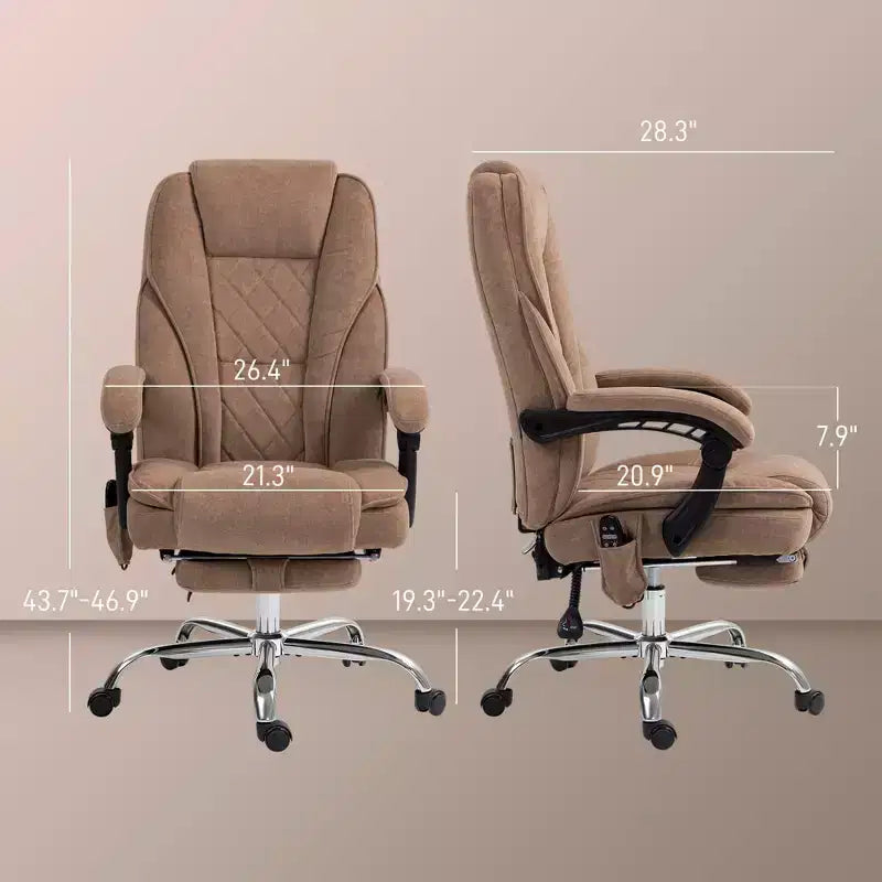 Sedia da ufficio Okak Massage con 6 punti di vibrazione, sedia da scrivania riscaldata con schienale reclinabile e altezza regolabile, sedia girevole per studio, ufficio