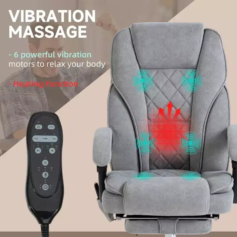Sedia da ufficio Okak Massage con 6 punti di vibrazione, sedia da scrivania riscaldata con schienale reclinabile e altezza regolabile, sedia girevole per studio, ufficio