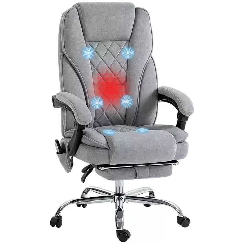 Sedia da ufficio Okak Massage con 6 punti di vibrazione, sedia da scrivania riscaldata con schienale reclinabile e altezza regolabile, sedia girevole per studio, ufficio