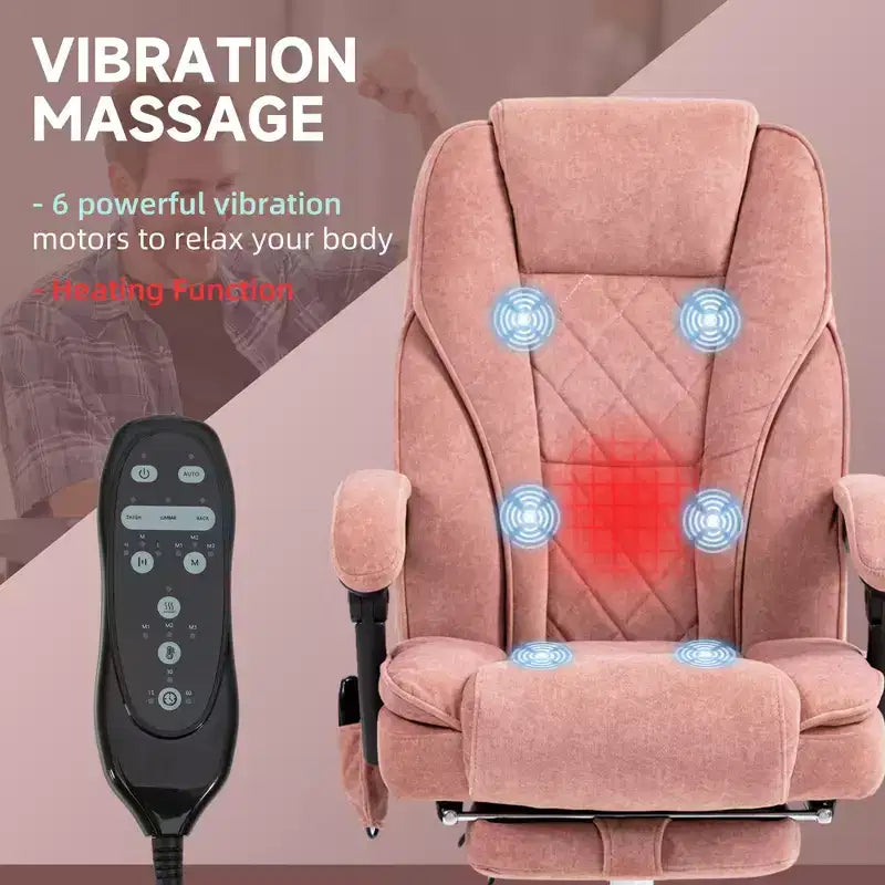 Sedia da ufficio Okak Massage con 6 punti di vibrazione, sedia da scrivania riscaldata con schienale reclinabile e altezza regolabile, sedia girevole per studio, ufficio