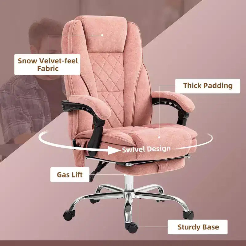 Sedia da ufficio Okak Massage con 6 punti di vibrazione, sedia da scrivania riscaldata con schienale reclinabile e altezza regolabile, sedia girevole per studio, ufficio