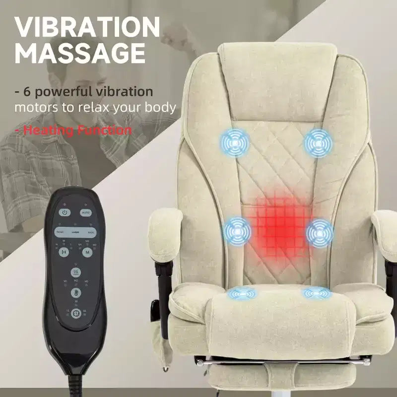 Sedia da ufficio Okak Massage con 6 punti di vibrazione, sedia da scrivania riscaldata con schienale reclinabile e altezza regolabile, sedia girevole per studio, ufficio