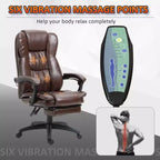 Sedia da ufficio direzionale Okak Massage con vibrazione a 6 punti, sedia girevole reclinabile con poggiapiedi estraibile, sedia comoda per casa e ufficio