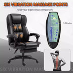 Sedia da ufficio direzionale Okak Massage con vibrazione a 6 punti, sedia girevole reclinabile con poggiapiedi estraibile, sedia comoda per casa e ufficio
