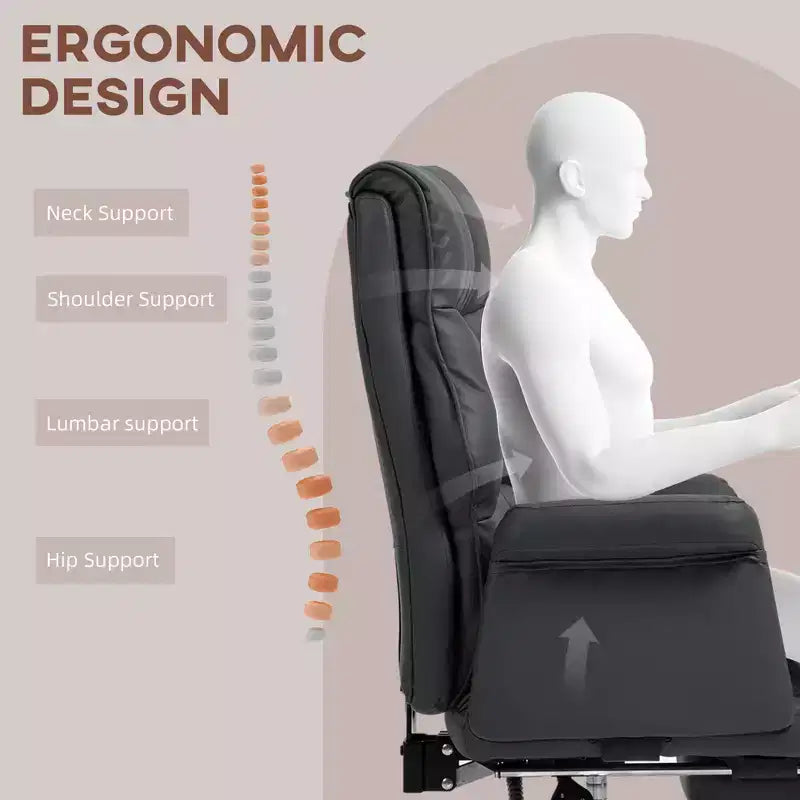 Sedia da Ufficio Direzionale Okak con Poggiapiedi Pieghevole, Sedia Girevole a 360° con Altezza Regolabile, Sedia a Gambe Incrociate per Studio, Ufficio