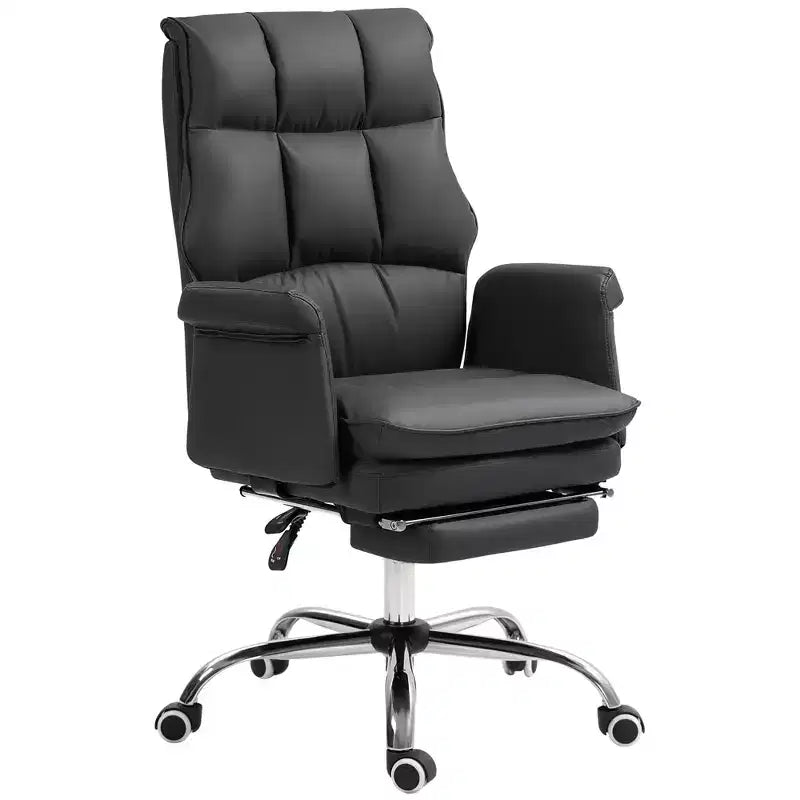 Sedia da Ufficio Direzionale Okak con Poggiapiedi Pieghevole, Sedia Girevole a 360° con Altezza Regolabile, Sedia a Gambe Incrociate per Studio, Ufficio
