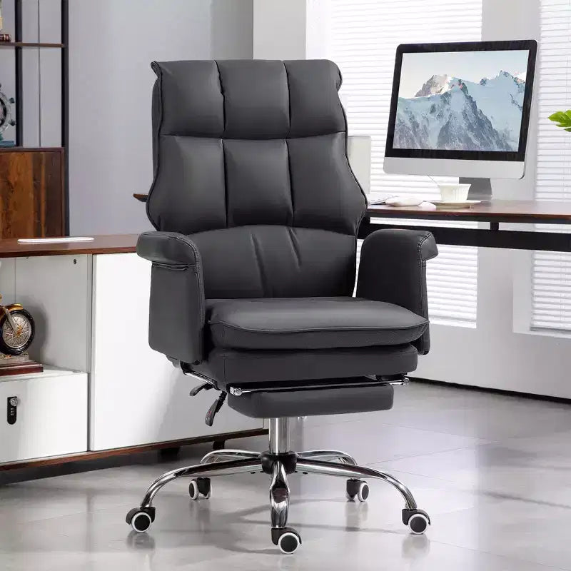 Okak Executive Office Chair with Foldable Footrest, 360 Swivel Chair with Adjustable Height, Criss Cross Chair for Study, Office