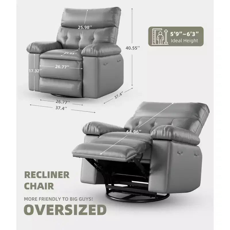 Poltrona Massaggiante Manuale per Soggiorno, Poltrona Massaggiante Girevole a 360 Gradi con Telecomando, Poltrona Relax in Pelle PU con Tasche Laterali
