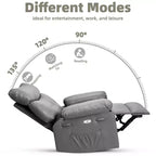 Poltrona Massaggiante Manuale per Soggiorno, Poltrona Massaggiante Girevole a 360 Gradi con Telecomando, Poltrona Relax in Pelle PU con Tasche Laterali