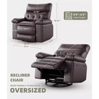 Poltrona Massaggiante Manuale per Soggiorno, Poltrona Massaggiante Girevole a 360 Gradi con Telecomando, Poltrona Relax in Pelle PU con Tasche Laterali