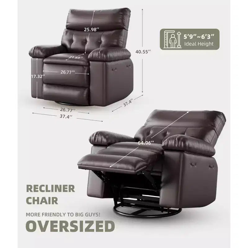 Poltrona Massaggiante Manuale per Soggiorno, Poltrona Massaggiante Girevole a 360 Gradi con Telecomando, Poltrona Relax in Pelle PU con Tasche Laterali
