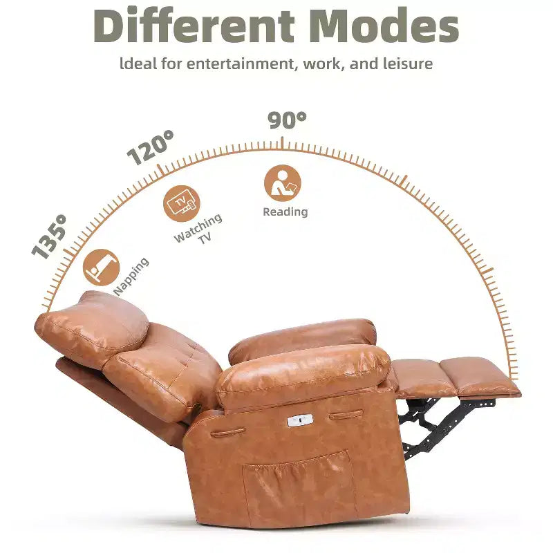Poltrona Massaggiante Manuale per Soggiorno, Poltrona Massaggiante Girevole a 360 Gradi con Telecomando, Poltrona Relax in Pelle PU con Tasche Laterali