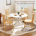 Zevemomo Tavolo da pranzo rotondo, tavolo da cucina da 42" per 4-6 persone, piccolo tavolo da cucina rotondo con gambe incrociate in metallo, per cucina, appartamento, soggiorno, bianco