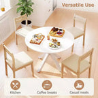 Zevemomo Tavolo da pranzo rotondo, tavolo da cucina da 42" per 4-6 persone, piccolo tavolo da cucina rotondo con gambe incrociate in metallo, per cucina, appartamento, soggiorno, bianco